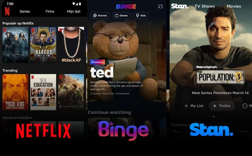 Binge, Netflix, and Stan